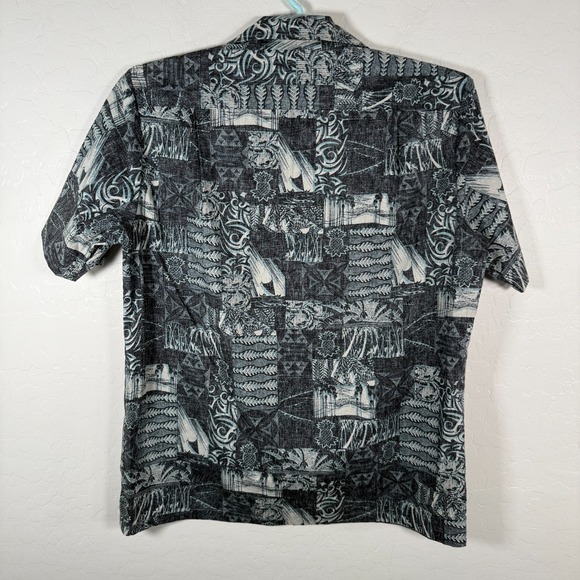 RJC Shirt Mens Large Blue Hawaiian Camp Short Sleeve Floral Aloha Tribal - Picture 4 of 9